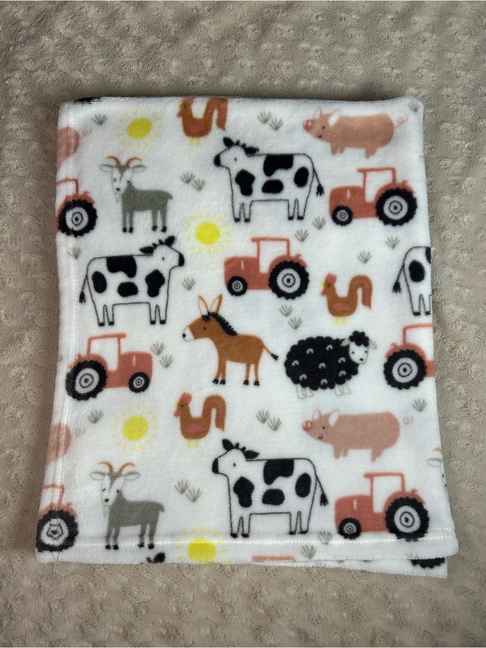 Parent's Choice Farm Animals Baby Blanket Cow Tractor Goat Sheep Chicken Pig
